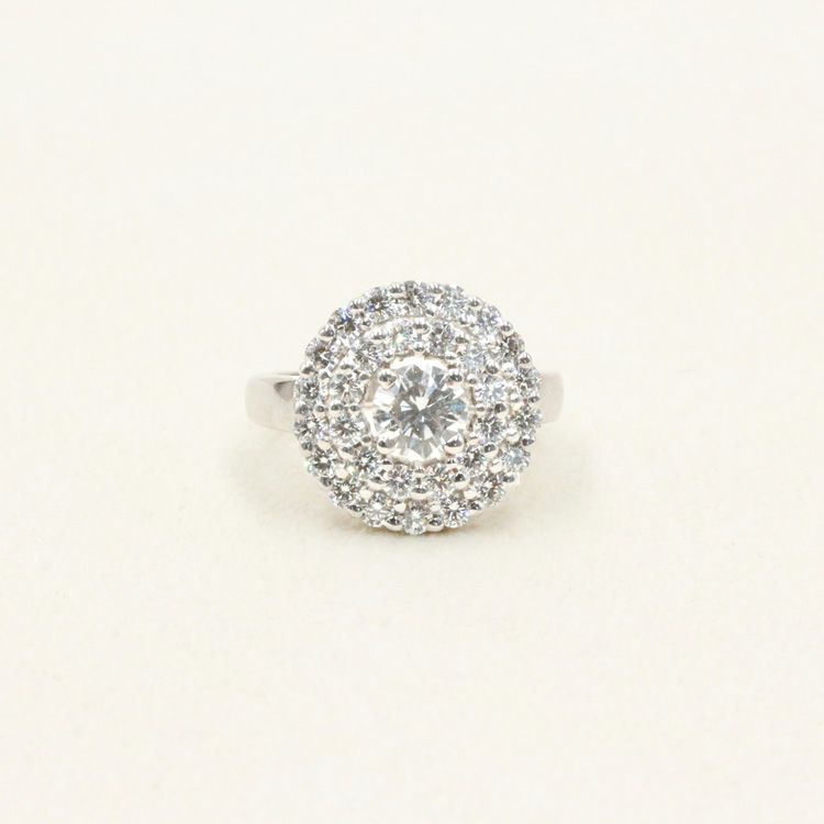 Bague double entourage de diamants taille brillant- 110011